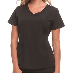 HH Works Healing Hands Women’s Monica 4 Pocket V Neck Scrub Top XS Black NWT